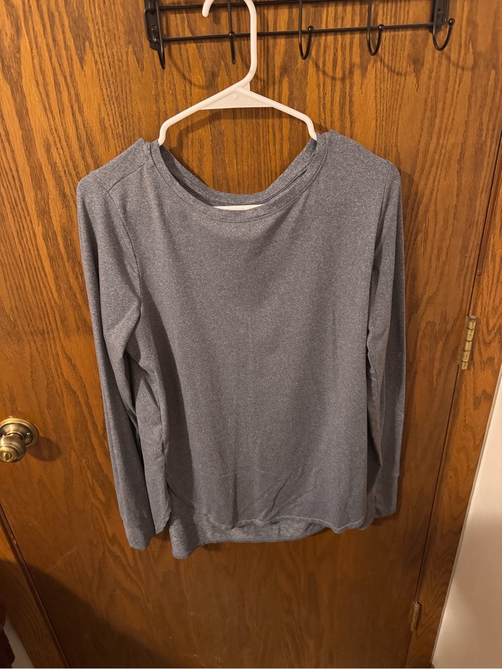 Women’s Long-Sleeve Heathered Blue Top - Casual shirt